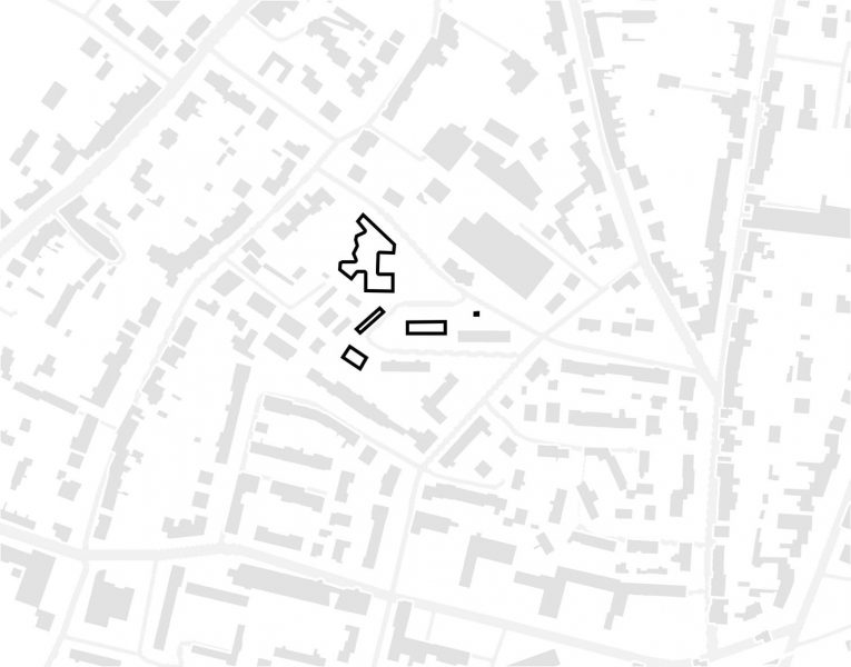 plan de masse minimaliste noir gris et blanc de la crèche Charcot à Albi