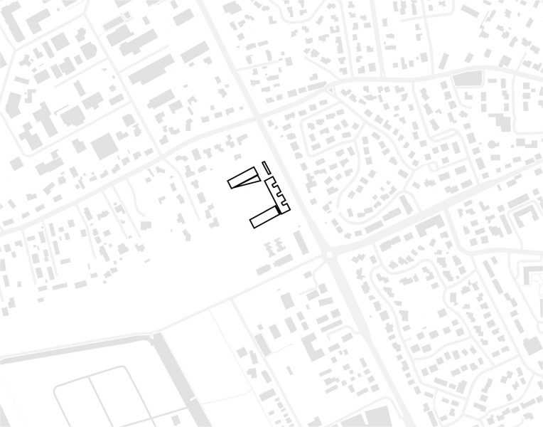 plan de masse minimaliste noir gris et blanc du collège de Beauzelle