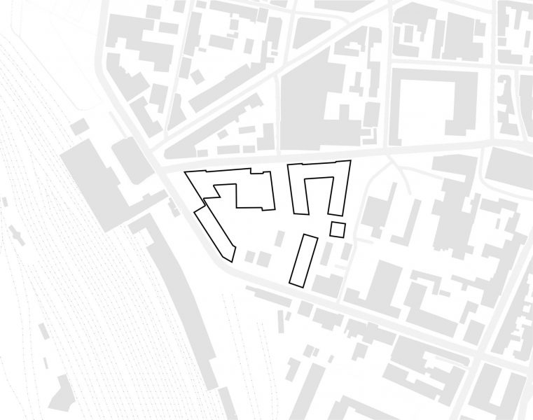plan de masse minimaliste noir gris et blanc du Diocèse d'Albi