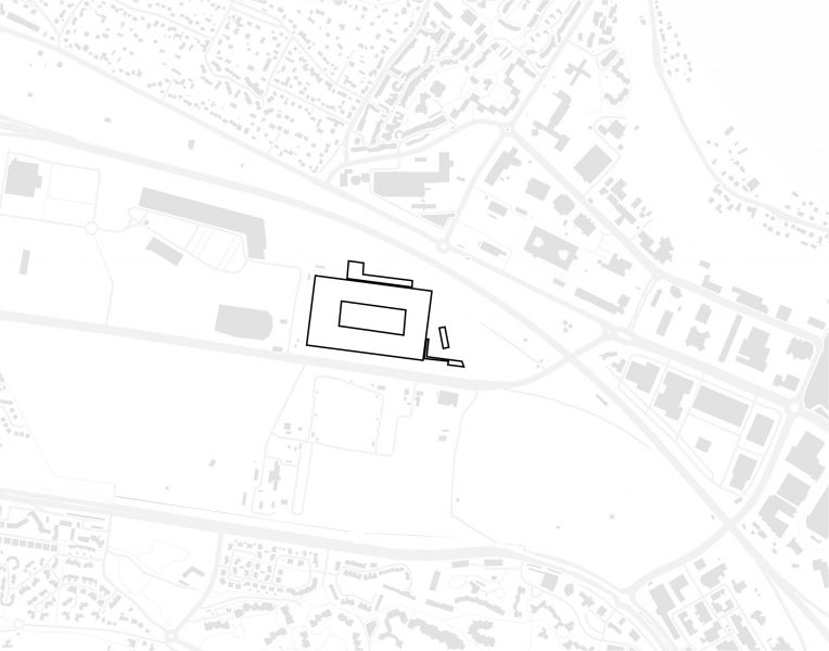 plan de masse minimaliste noir gris et blanc de l'usine 4.0 de Dassault Aviation