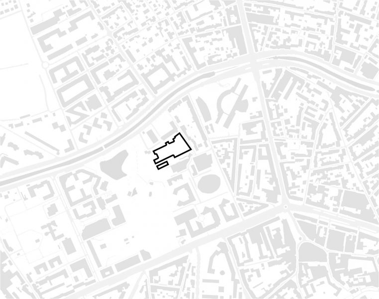 plan de masse minimaliste noir gris et blanc du lycée Hélène Boucher