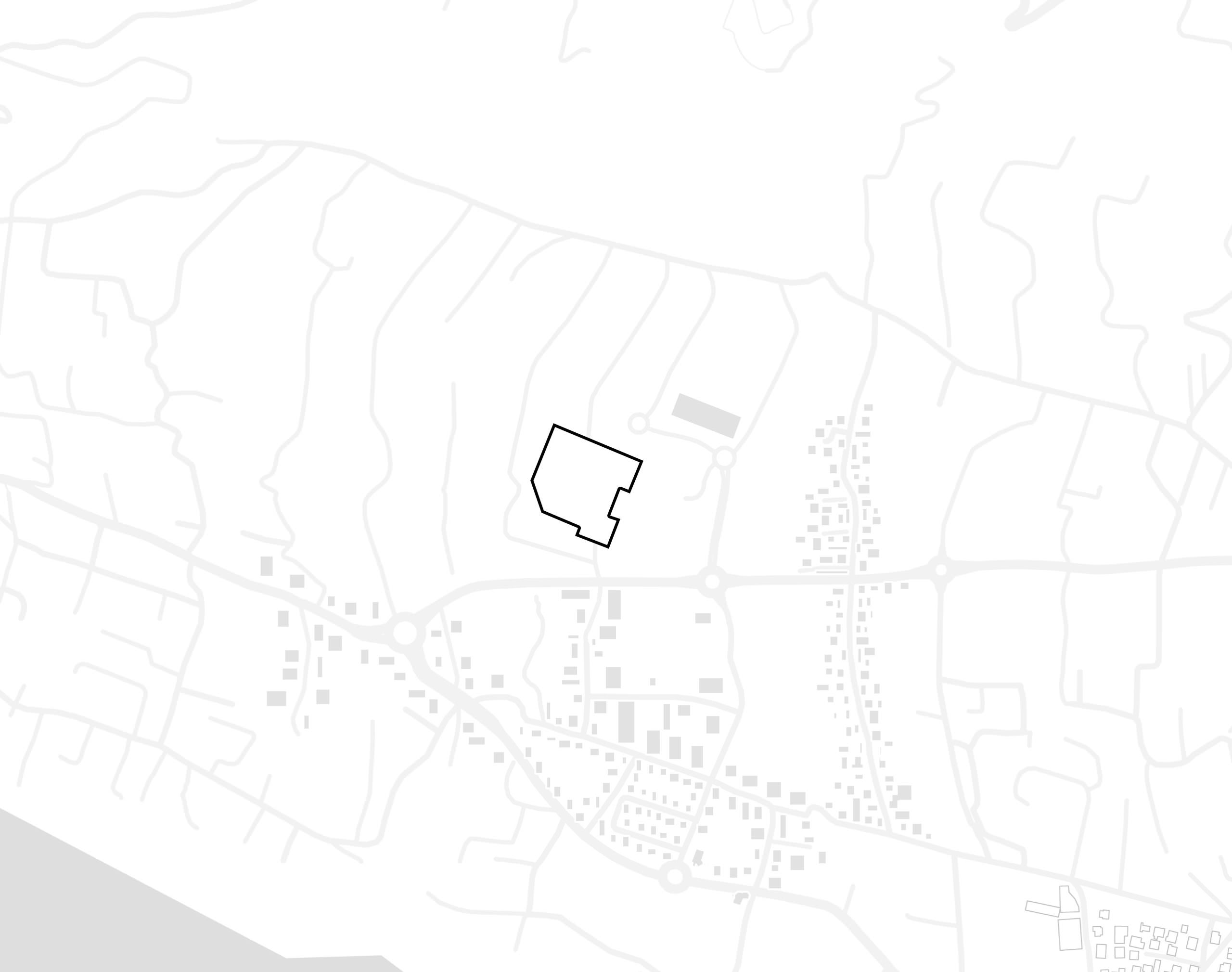 plan de masse minimaliste noir gris et blanc du centre commercial des Grègues