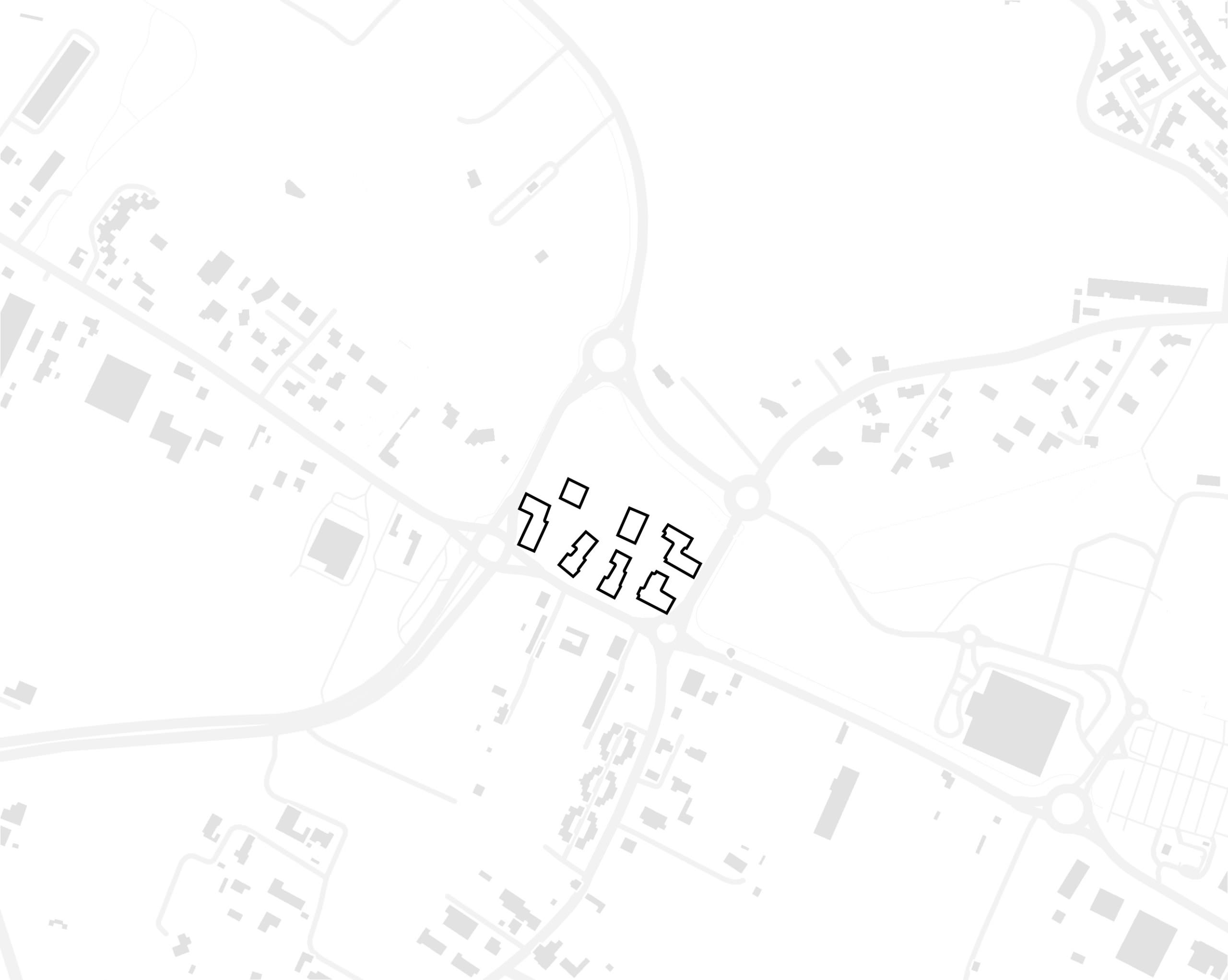 plan de masse minimaliste noir gris et blanc des logements de la ZAC de Malpère