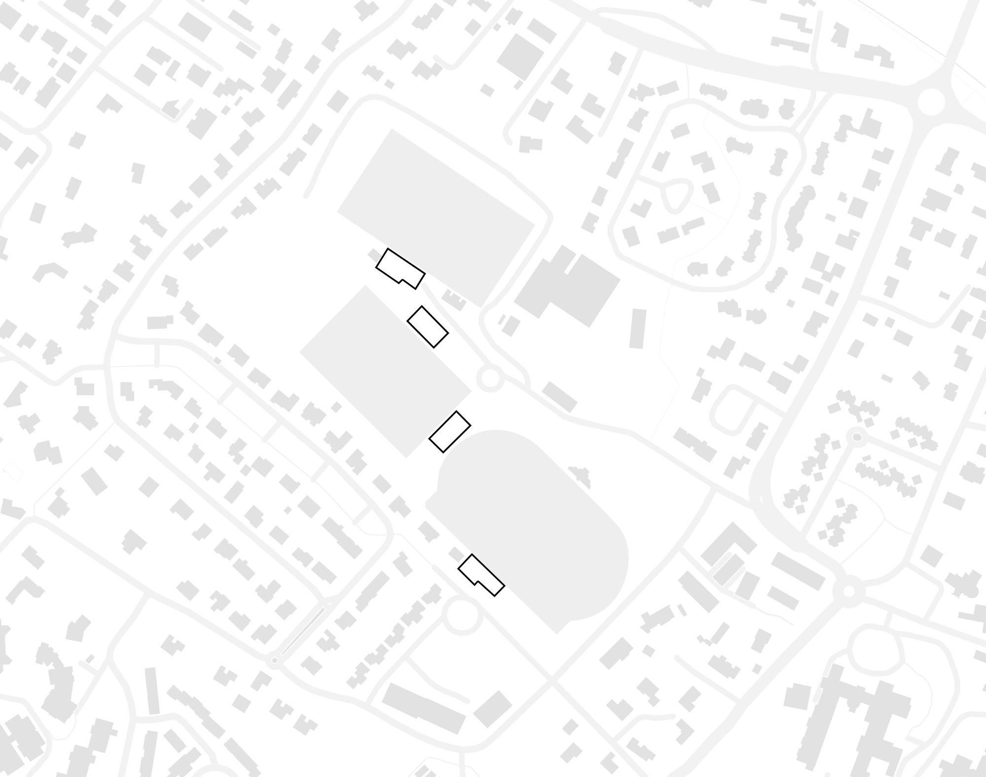 plan de masse minimaliste noir gris et blanc du projet de terrains de sport de St Orens de Gameville
