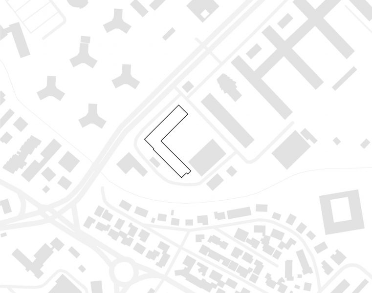plan de masse minimaliste noir gris et blanc du projet d'Hydropolis