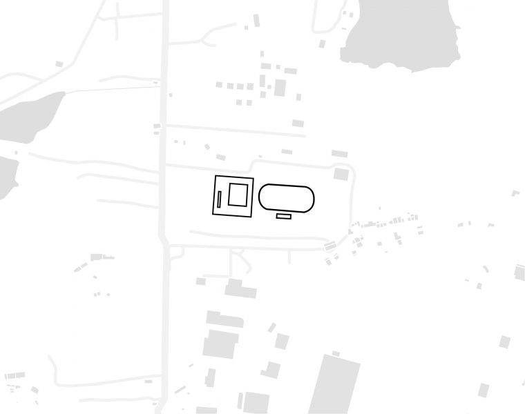 plan de masse minimaliste noir gris et blanc du collège de la Savane