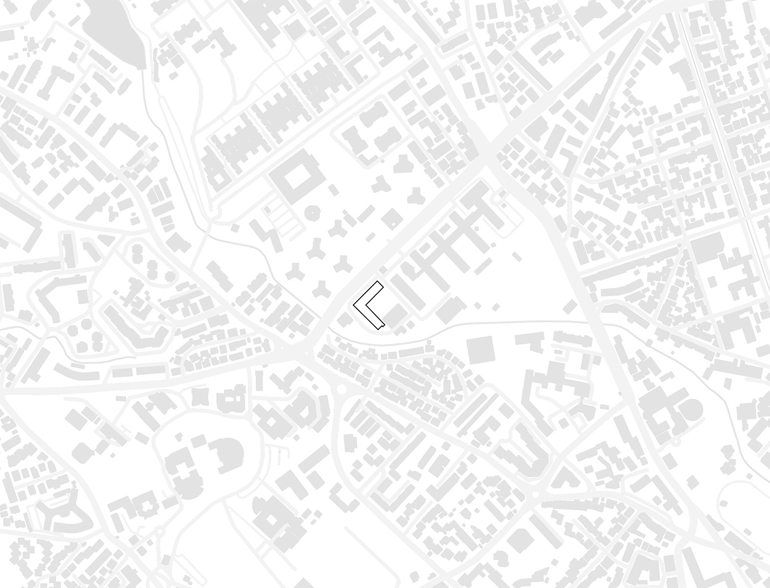 Plan de masse minimaliste noir gris et blanc d'Hydropolis à Montpellier