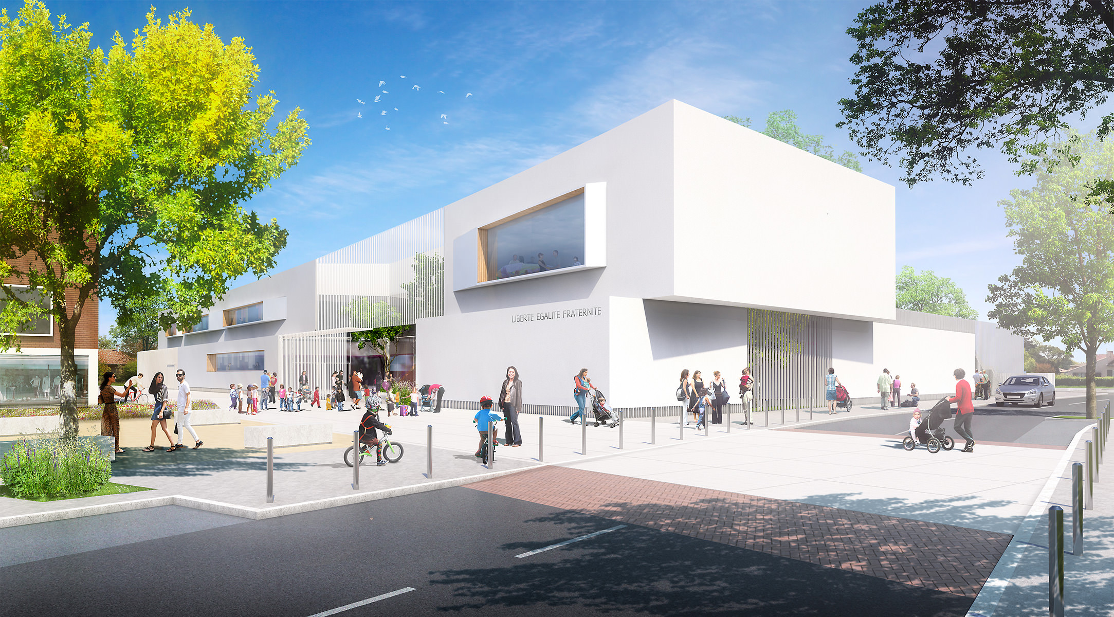 Perspective du parvis de l'entreé de l'école Piquepeyre