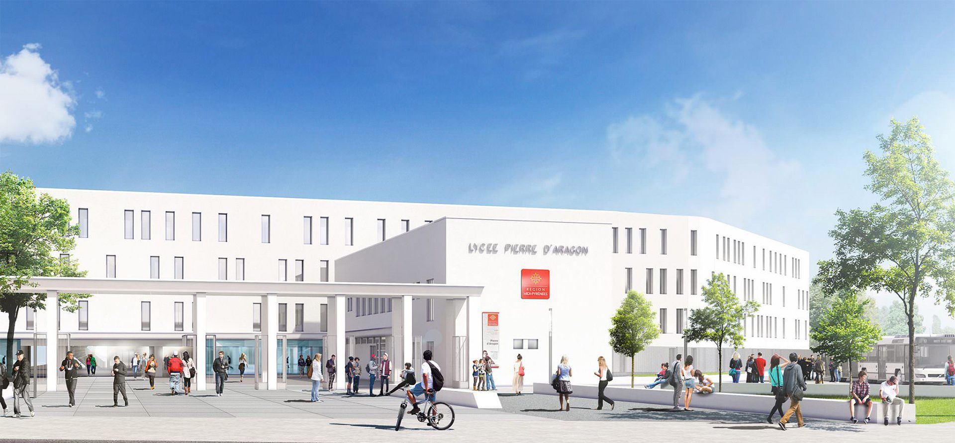 Perspective en journée du parvis du lycée de Muret