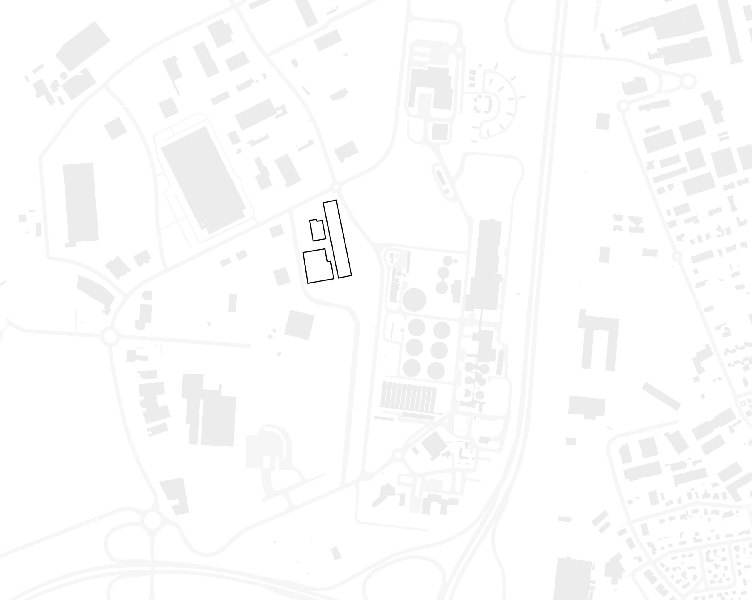 plan de masse minimaliste noir gris et blanc du SMR ( site de maintenance et de remisage ) Toulouse