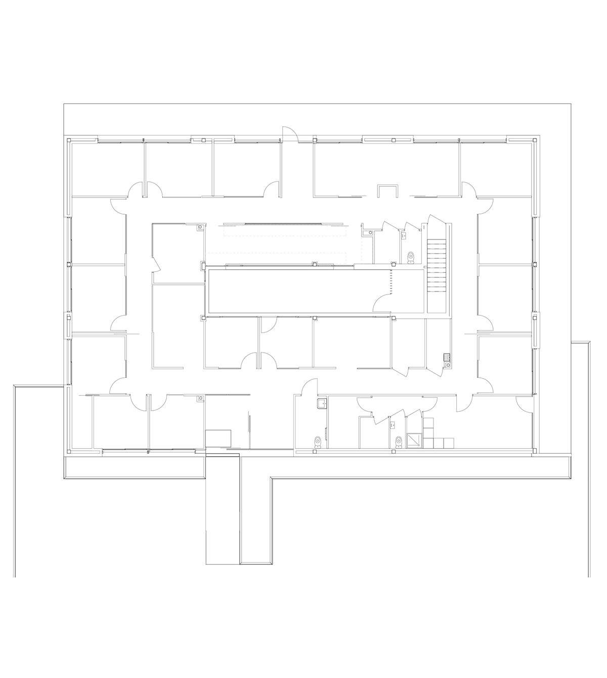 Plan au trait noir et blanc du rez-de-chaussée du cabinet dentaire de Pibrac