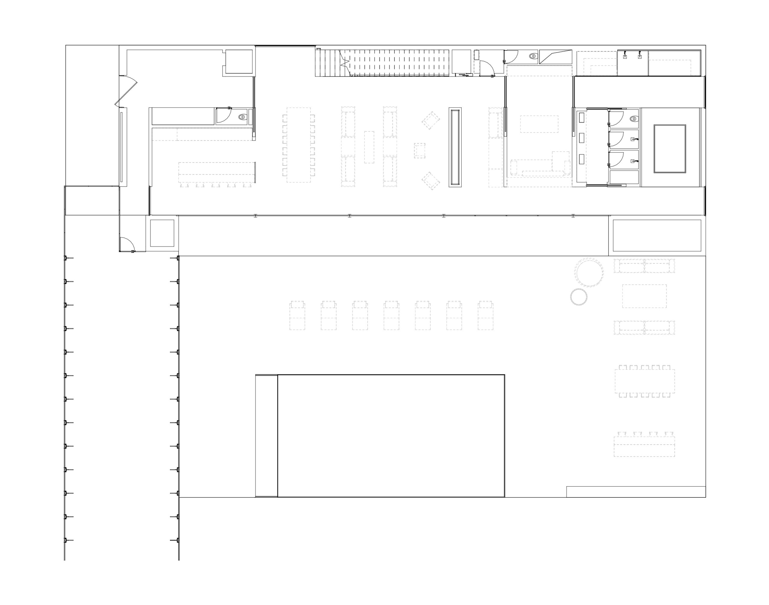 Plan au trait noir et blanc du rez-de-chaussée de la villa Nollet