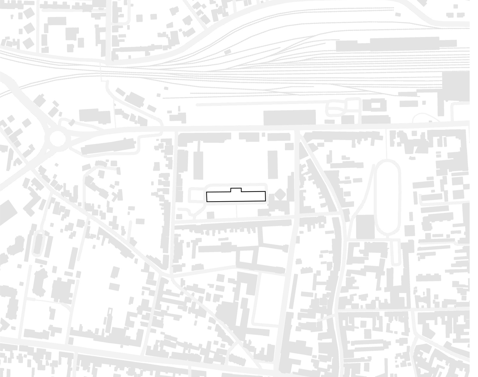 Plan de masse minimaliste noir gris et blanc de la cité administrative Reffye de Tarbes