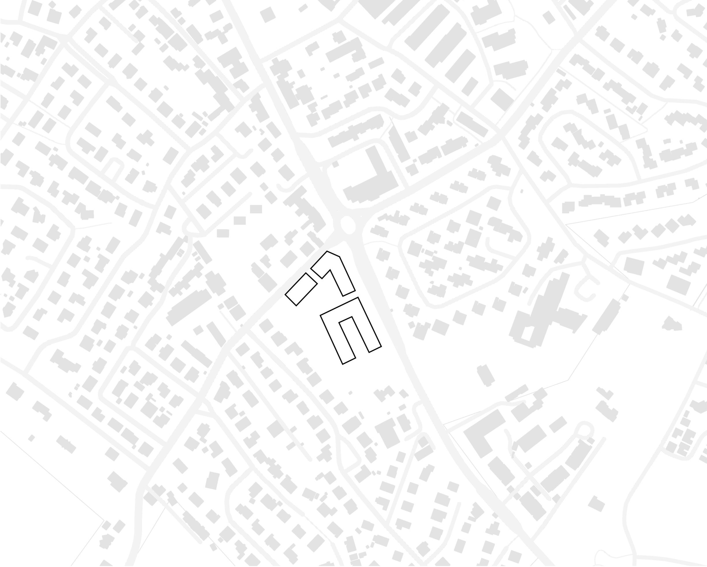 Plan de masse minimaliste noir gris et blanc de la résidence de st-Orens-de-Gameville
